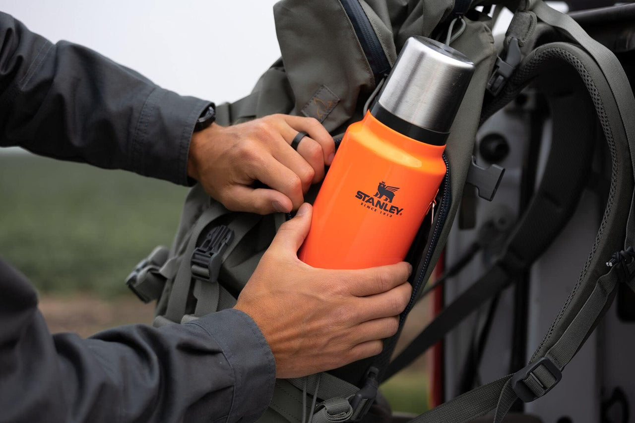 Stanley Classic Legendary Vacuum Bottle 1.5 qt | Wide Mouth with Leakproof Cup Lid | Keep Drinks Hot or Cold | Packable for Travel | Insulated Stainless Steel Thermal Bottle | BPA-Free | Blaze Orange