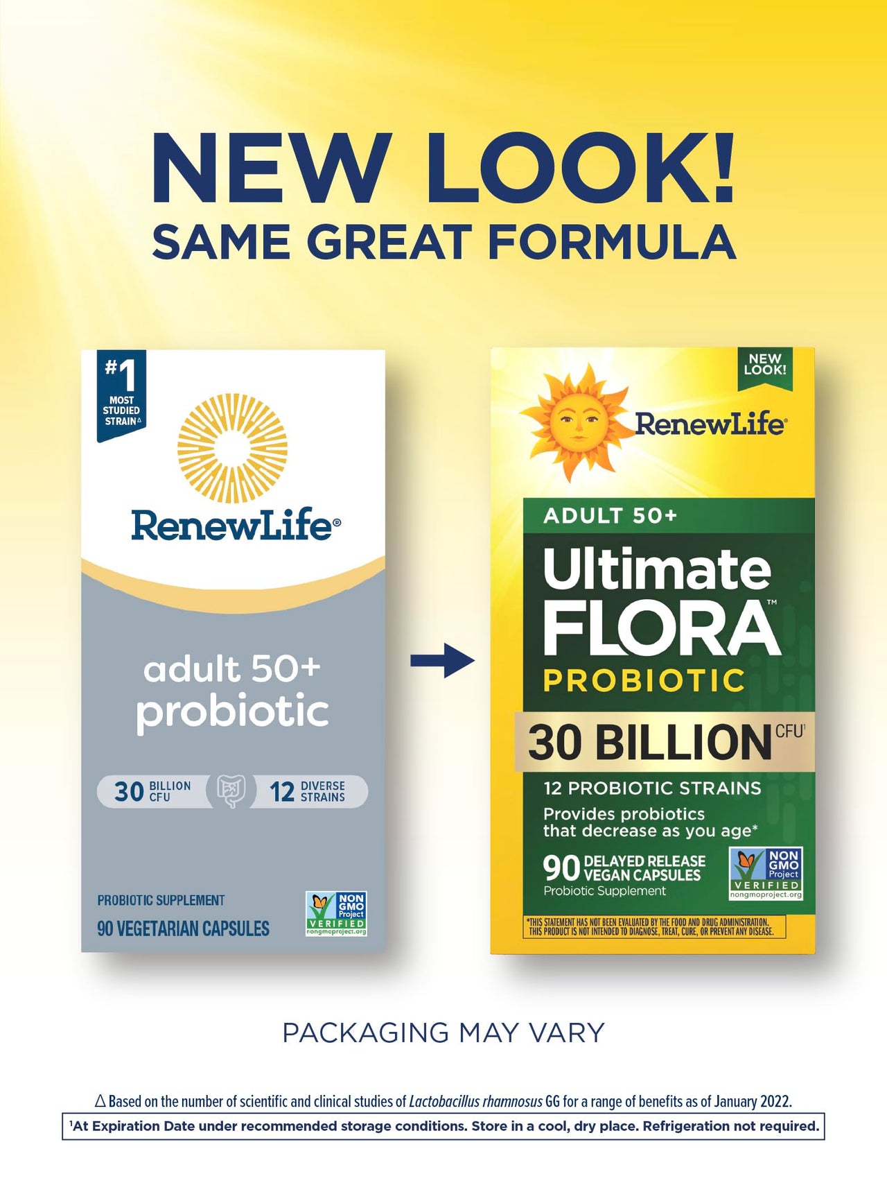 Renew Life Probiotic Adult 50 Plus Probiotic Capsules, Daily Supplement Supports Urinary, Digestive and Immune Health, L. Rhamnosus GG, Dairy, Soy and gluten-free, 30 Billion CFU, 90 Count