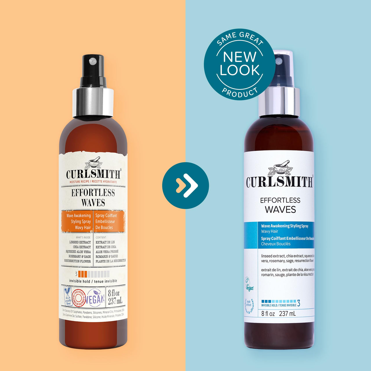 CURLSMITH - Effortless Waves Styling Spray, Lightweight and Moisturising, Reduce Frizz, Natural Look, For Wavy and Curly Hair, Vegan (8oz)