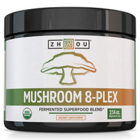 Thumbnail for ZHOU Mushroom 8-Plex - Mushroom Supplement, Powder Blend, Coffee Alternative for Adults, Nootropic Complex for Health with Chaga, Lions Mane, Reishi & Turkey Tail - 2.14oz (30 Servings)