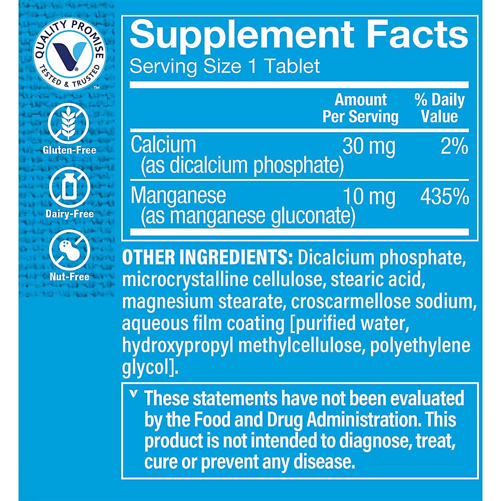 The Vitamin Shoppe Manganese 10MG, Antioxidant Supplement That Supports (100 Tablets)