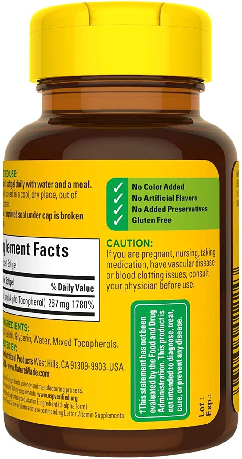 Nature Made Vitamin E 400 I.U. Softgels 100 ea (Pack of 2)