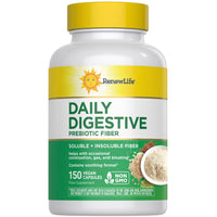 Thumbnail for Renew Life Adult Daily Digestive Prebiotic Fiber, 150 Vegetarian Capsules (Package May Vary)
