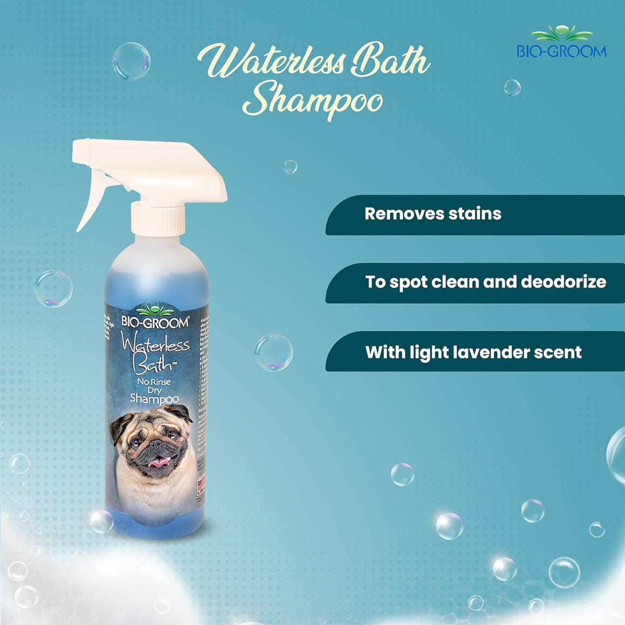 Bio-Groom Waterless Dog Shampoo - Tearless, No-Rinse, Dog Bathing Supplies, Puppy Wash, Cat Grooming Supplies, Cruelty-Free, Product Made in USA, Dry Shampoo Spray - 16 fl oz 1-Pack