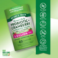 Thumbnail for Nature's Truth Probiotics for Women | 5 Billion CFUs Daily | 40 Vegan Capsules | with Cranberry | Non-GMO & Gluten Free | No Refrigeration Needed
