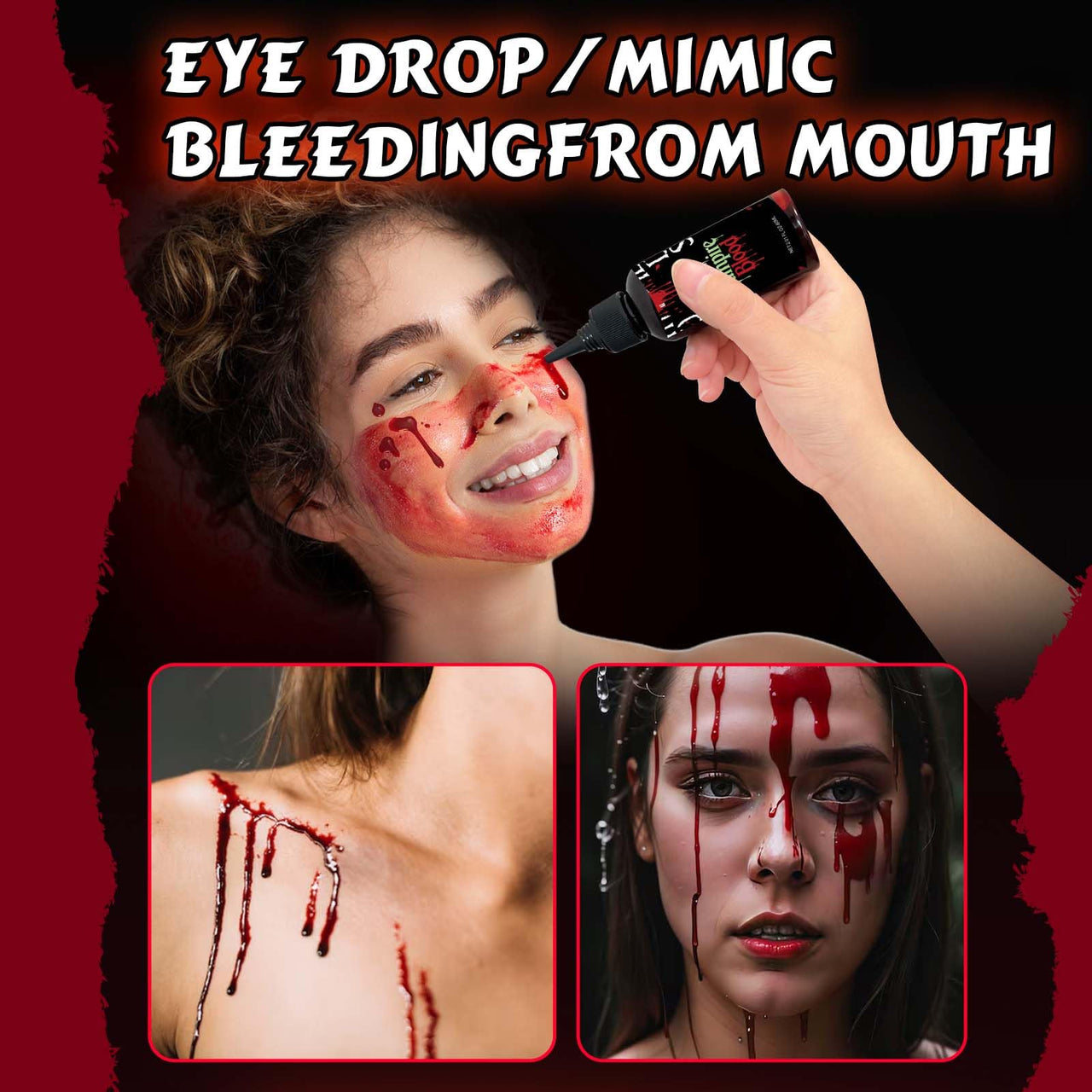 Fake Blood spray,2.01FL.OZ Vampire Blood Makeup,Halloween Fake Blood Spray Eye Blood Drops Body Paint?Blood Splatter for Clothes,Halloween Zombie Monster Vampire Blood Costume Cosplay Makeup,1PC