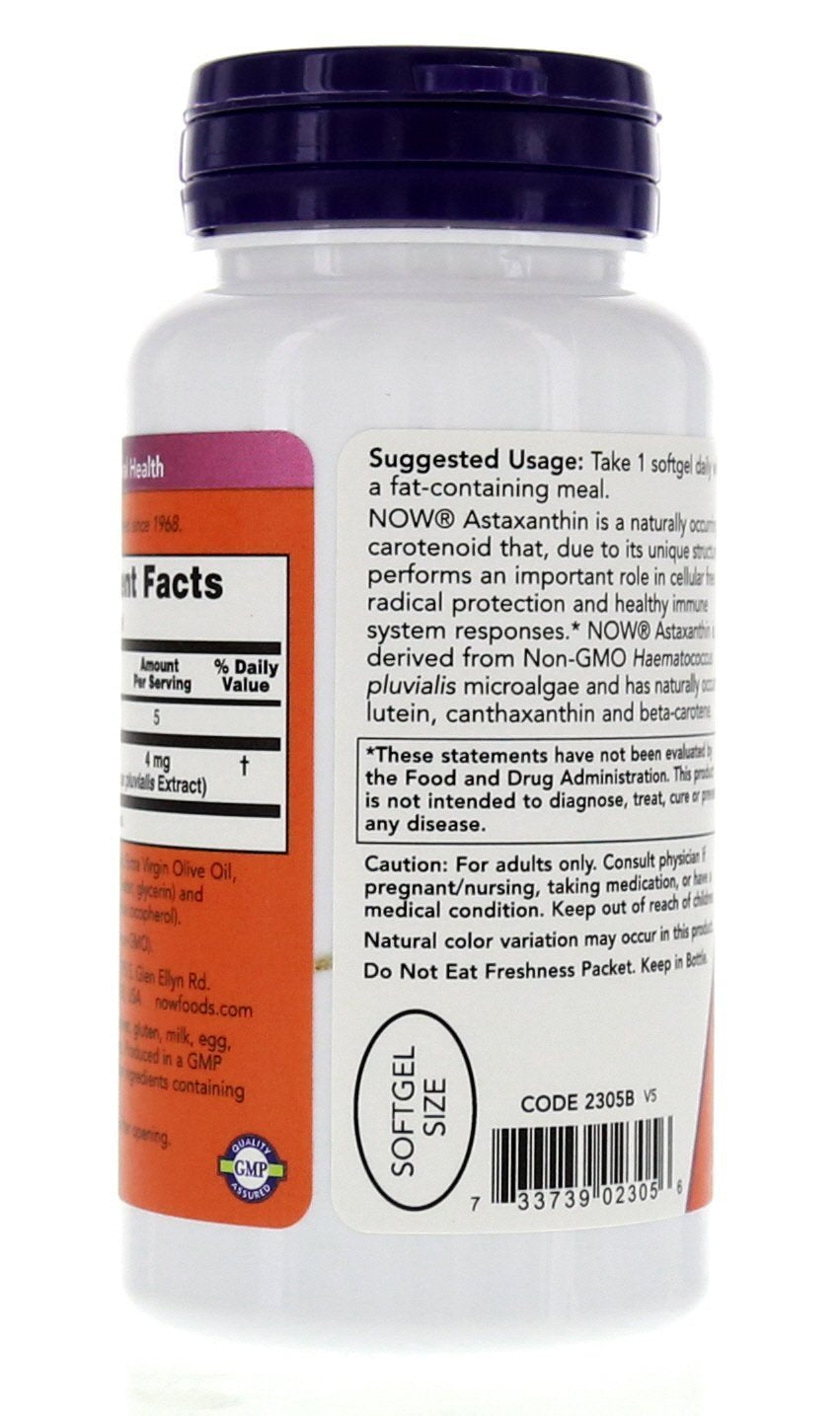 NOW Foods Astaxanthin 4mg 90 Softgels (Cellular Protection) (Pack of 2)