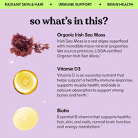 Thumbnail for Lemme Irish Sea Moss Organic Liquid Drops with Vitamin D3 and Biotin for Trace Mineral Support, Immunity, Hair, Skin & Nails, Brain Health - Gluten & Sugar Free, Non GMO, 1 oz, 30 Servings