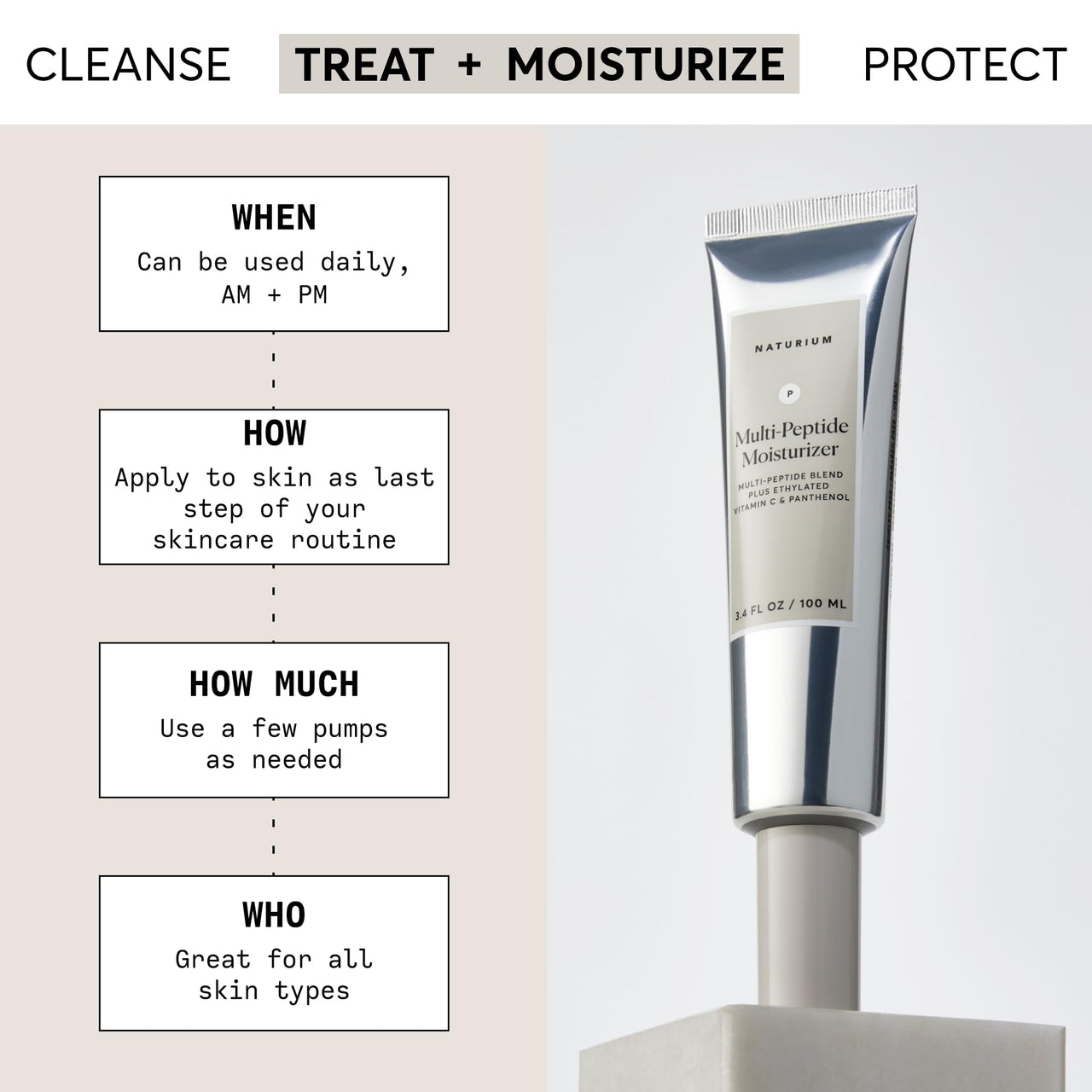 Naturium Multi-Peptide Moisturizer Jumbo, Hydrating & Smoothing Skin Care, Moisturizes with Ethylated Vitamin C & Panthenol, 3.4 oz