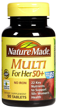 Thumbnail for Nature Made Women's Multivitamin 50+ Tablets, 90 Count for Daily Nutritional Support