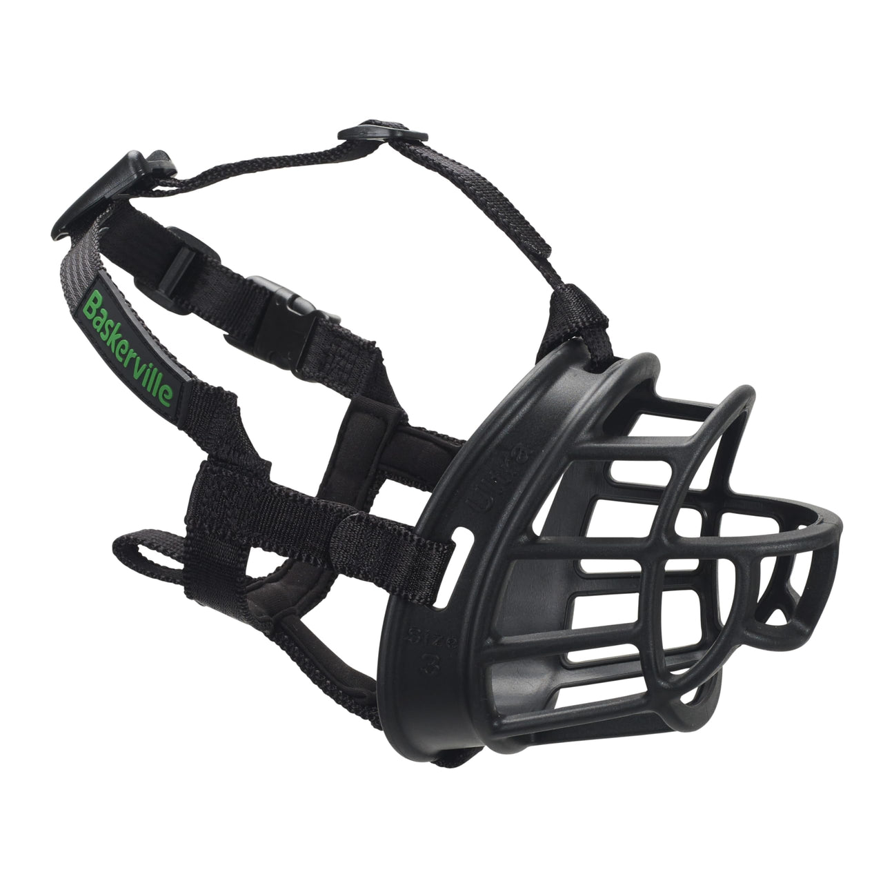 Baskerville ULTRA Muzzle - Patented Humane Design, Breathable, Dog can Pant and Drink, Adjustable, Padded, Dog Training Muzzle for Small Dogs, Prevents Biting, Wildlife Scavenging (Size 1, Black)