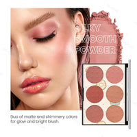 Thumbnail for KYDA 6 Colors Blush Palette, Matte and Shimmer Blush Palette, Smooth Blendable Powder, Multiuse Blusher Makeup with Contour Highlighter-Set A