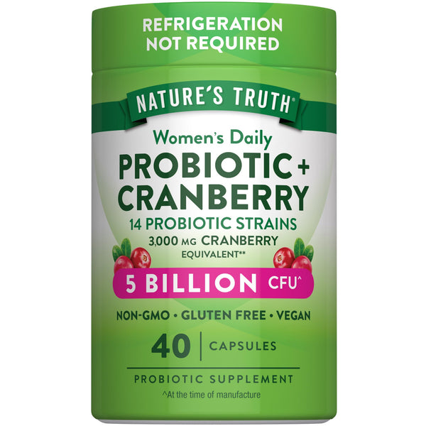 Nature's Truth Probiotics for Women | 5 Billion CFUs Daily | 40 Vegan Capsules | with Cranberry | Non-GMO & Gluten Free | No Refrigeration Needed