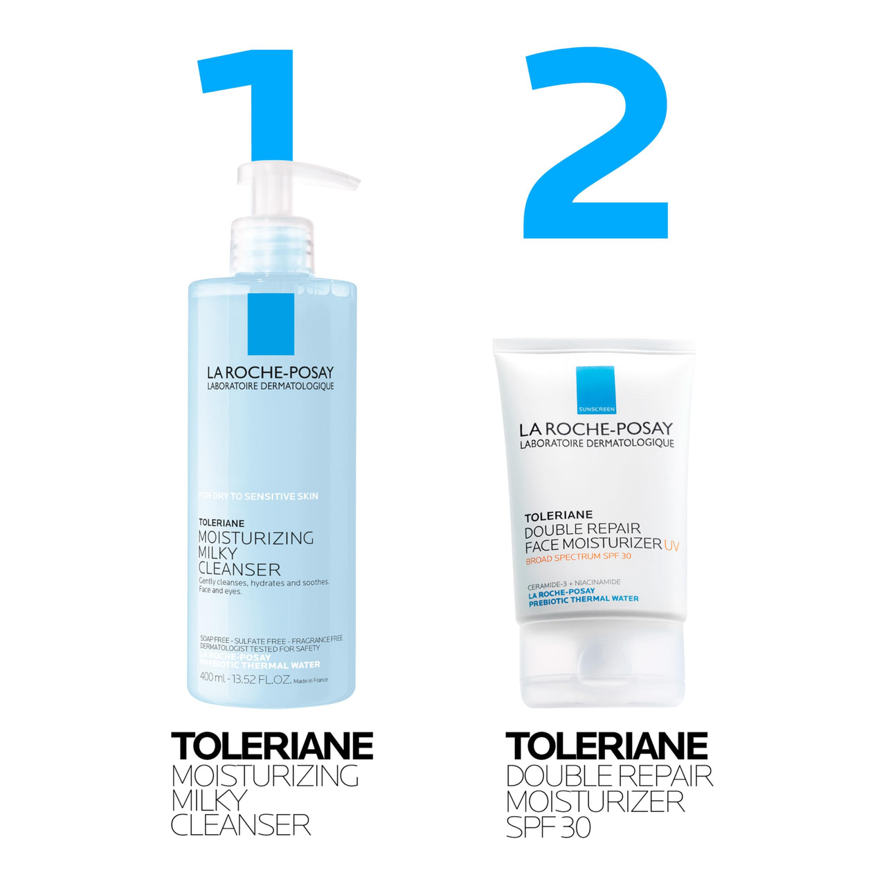 La Roche-Posay Toleriane Moisturizing Milky Cleanser, Gentle Face Cleanser with Glycerin for Dry, Sensitive & Allergy-Prone Skin, Face Wash for Hydration, Makeup Remover Cleanser, 13.5fl oz