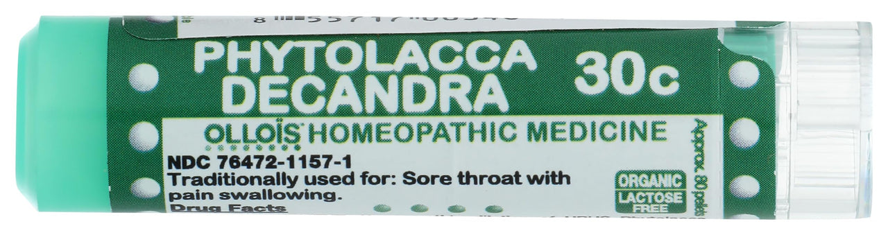 OLLOIS Phytolacca Decandra 30c, Organic Lactose-Free Homeopathic Medicines, 80 Pellets (Pack of 1)