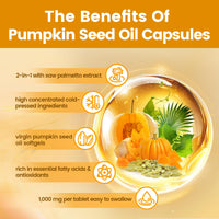Thumbnail for VivoNu Pumpkin Seed Oil with Saw Palmetto Capsules | Cold Pressed, Pure Virgin Oil, Essential Fatty Acids & Phytosterols | 300 SoftgelsSupports Hair, Urinary, Bladder & Prostate Health | Non-GMO