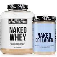 Thumbnail for NAKED Whey Chocolate Peanut Butter Protein Powder (52 Servings) + Collagen Peptides Protein Powder 20oz (60 Servings) – Grass-Fed; Non-GMO; Gluten Free