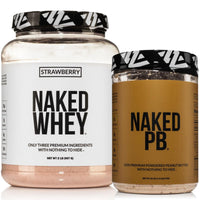 Thumbnail for NAKED Strawberry Whey Protein Powder (24 Servings) PB Powdered Peanut Butter 1.5LB (45 Servings) – Grass-Fed; Bulk; Non-GMO; Gluten Free; Soy Free; Vegan