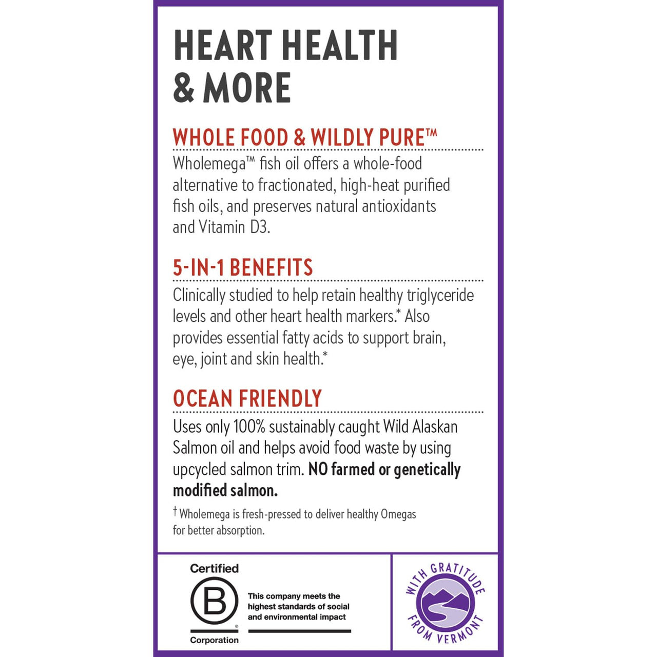 New Chapter Wholemega Fish Oil Supplement - 2000mg per Serving, Clinically Proven Wild Alaskan Salmon Oil with Omega-3 + Vitamin D3 + Astaxanthin, 120 Softgels