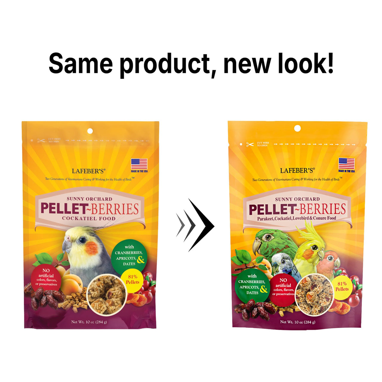 LAFEBER'S Pellet-Berries Pet Bird Food, Made with Non-GMO and Human-Grade Ingredients, for Cockatiels, Conures, Parakeets (Budgies), Lovebirds (PelletBerries 10 oz)