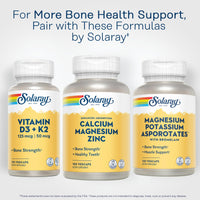 Thumbnail for SOLARAY Calcium Magnesium Zinc Supplement - with Calcium 1000mg, Magnesium 500mg - Bone Health, Muscle Function, Heart Health and Immune Support - Vegan, 60 Day Guarantee, 25 Servings, 100 VegCaps