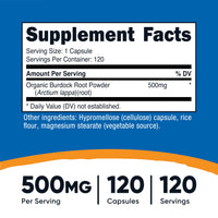 Thumbnail for Nutricost Burdock Root 500mg, 120 Capsules - Gluten Free, Non-GMO, Vegetarian Friendly