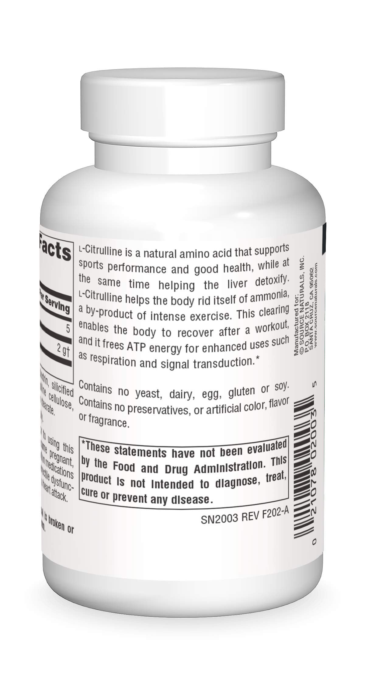 Source Naturals L-Citrulline - Supports Exercise Recovery, Energy and Detoxification*, 1,000 mg - 60 Tablets