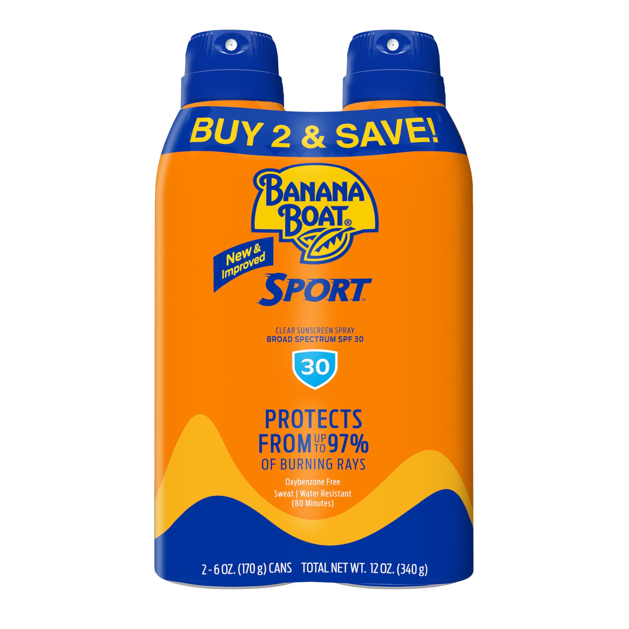 Banana Boat Sport Ultra SPF 30 Sunscreen Spray Twin Pack | Banana Boat Sunscreen Spray SPF 30, Spray On Sunscreen, Water Resistant Sunscreen, Oxybenzone Free Sunscreen Pack, 6oz each