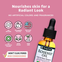 Thumbnail for De La Cruz Rosehip Oil, 100% Pure Unrefined Cold-Pressed Chilean Rosehip Seed Oil, Moisturizer To Reduce Fine Lines, Wrinkles 1Fl Oz