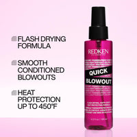 Thumbnail for Redken Quick Blowout Heat Protectant Spray For All Hair Types - Smooths & Adds Shine, Lightweight Blowdry Styling Primer with Heat Protection, 4.2 Fl Oz