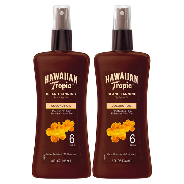 Hawaiian Tropic Island Tanning Oil Spray Sunscreen SPF 6, 8oz | Tanning Sunscreen, Tanning Oil with SPF, Moisturizing Body Oil, Hawaiian Tropic Oil, Outdoor Tanning Oil, 8oz each Twin Pack