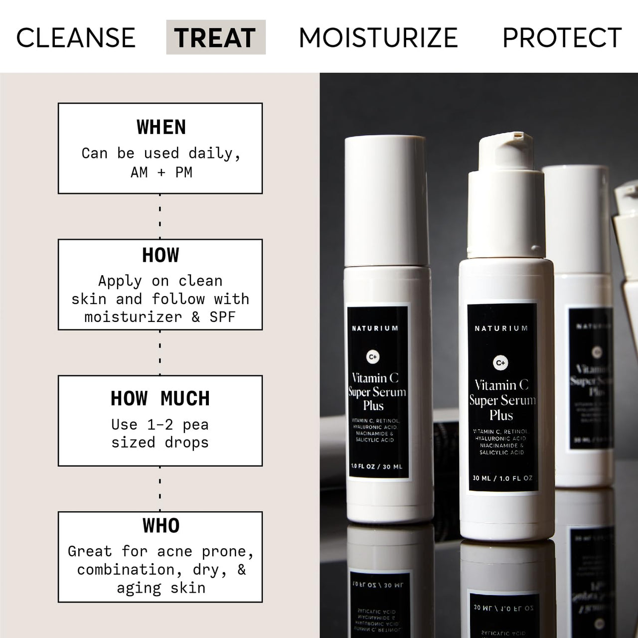 Naturium Vitamin C Super Serum Plus, Smoothing Face Care, plus Retinol, Hyaluronic Acid, Niacinamide & Salicylic Acid, 1 oz