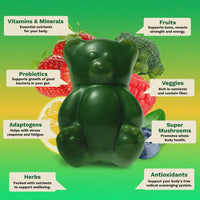 Thumbnail for Gruns Adult Sugar-Free Super Greens Multivitamin Gummies, Superfood Gummy Vitamins for Women and Men with Spirulina, Chlorella, Adaptogens & Prebiotic Fiber for Digestive Health (28 Count)