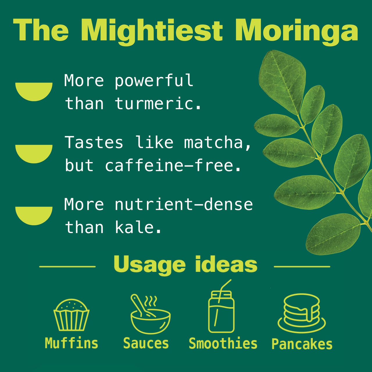 Kuli Kuli Moringa Oleifera Organic Leaf Powder & Green Smoothie, 100% Pure USDA Certified & Non-GMO Moringa Powder, Great with Smoothies, Tea, and Food, 1 Pack