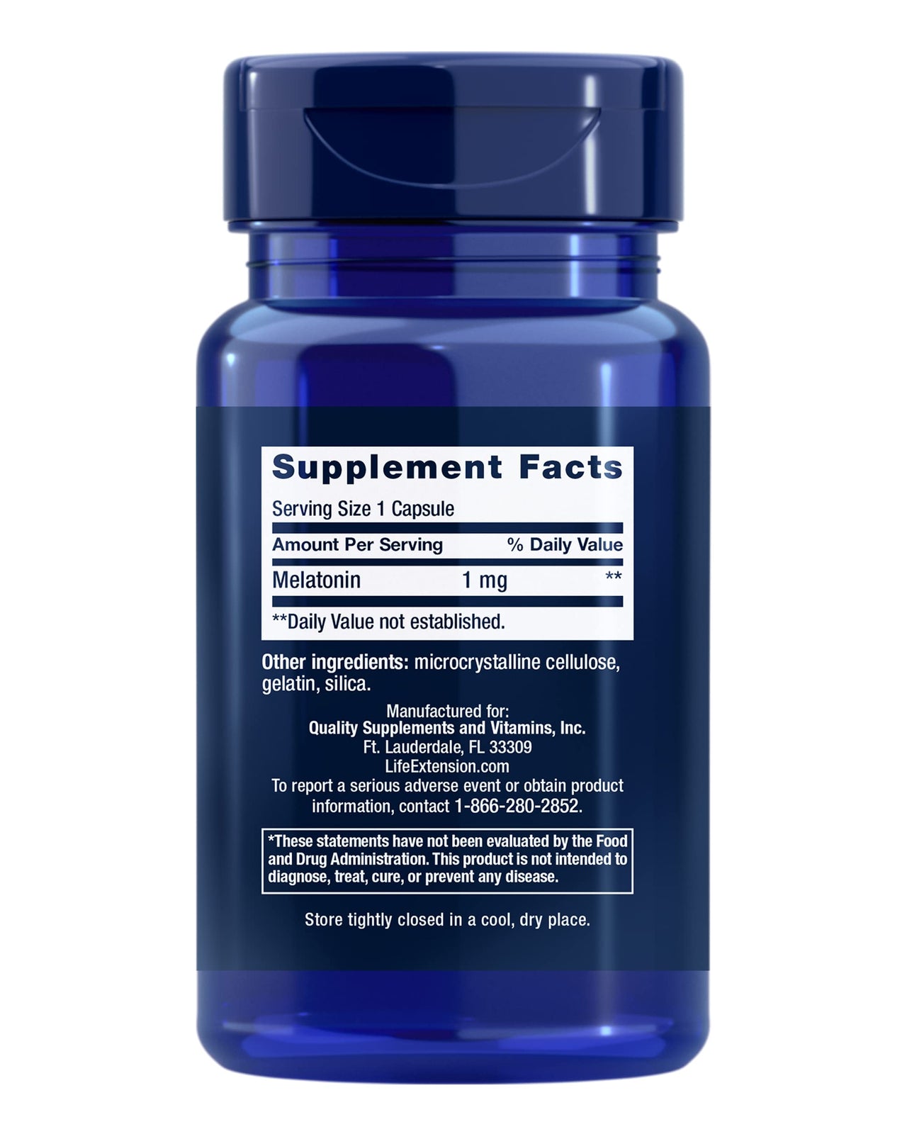 Life Extension Melatonin 1 mg - for Restful Night, Hormone Balance, and Immune Health - Immediate Release - Gluten-Free, Non-GMO - 60 Capsules