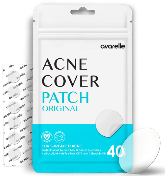 AVARELLE Acne Cover Patches, Eligible Hydrocolloid Pimple Patches for Face with Tea Tree Oil, Korean Skincare Zit Patches for Face | HSA Store Eligible Items | Vegan, Cruelty-free