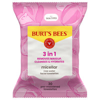 Thumbnail for Burt’s Bees Micellar Rose Water Facial Towelettes, 100% Plant Based Cloth; 99% Natural Origin; Remove Makeup, Cleanse, Hydrate; No Greasy, Oily Residue; All Skin Types (Pack May Vary)