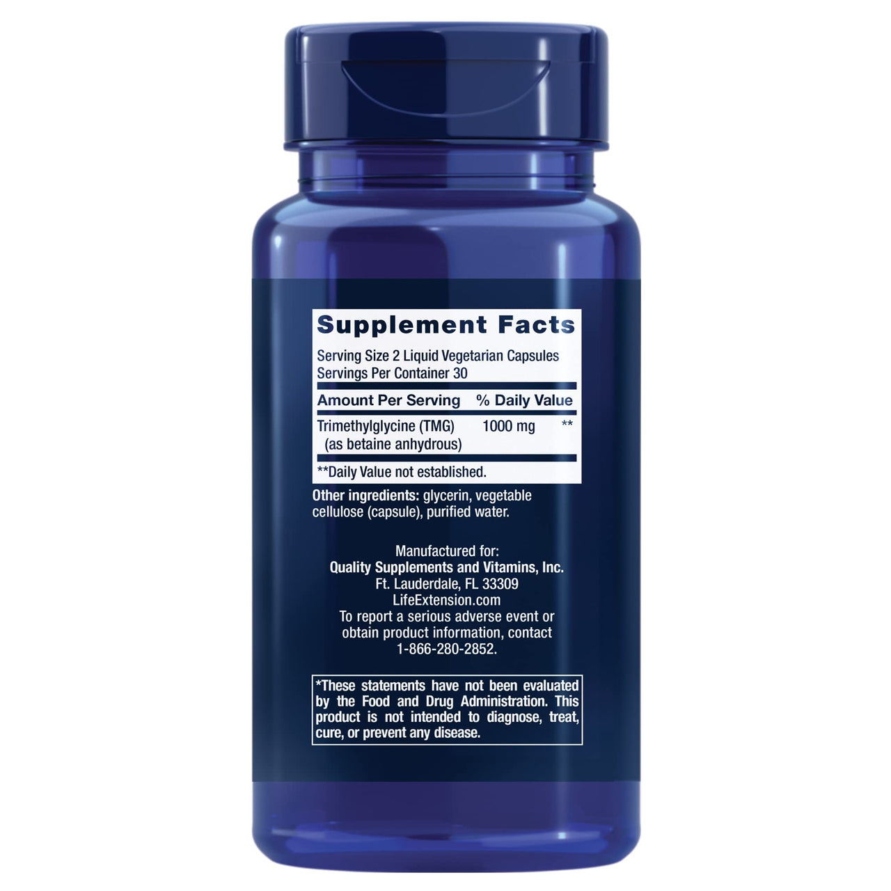 Life Extension TMG 500 mg â€“ Trimethylglycine Supplement â€“ Encourages Healthy Homocysteine Levels â€“ Gluten-free â€“ Non-gmo â€“ Vegetarian â€“ 60 Liquid Vegetarian Capsules
