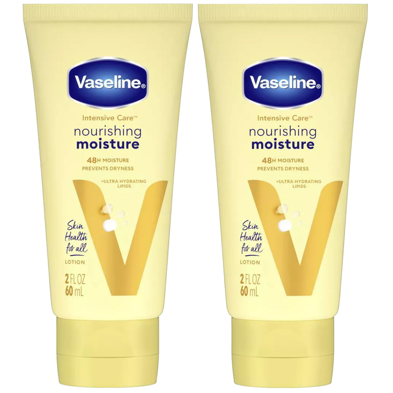 Vaseline Lotion, Intensive Care Nourishing Moisture 2-Pack – Moisturizer with Oat Extract + Ultra-Hydrating Lipids for Healing Extremely Dry Skin, 2 Oz Ea