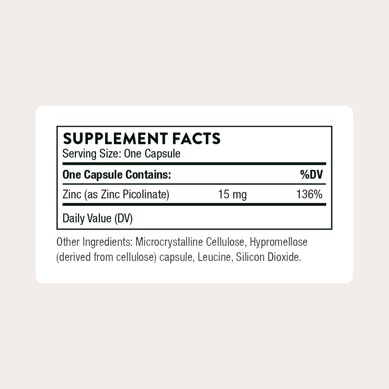 THORNE - Zinc Picolinate 15mg - Highly Absorbable Zinc Supplement - Supports Wellness, Immune System, Eye, Skin, and Reproductive Health* - Gluten-Free, Soy-Free, Dairy-Free - 60 Capsules