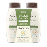 Thumbnail for Aveeno Daily Moisturizing Body Wash Cleanser & Shaving Gel for Men & Women, Clean-Rinsing for Softer & Smoother Skin, Gentle & Lightly Scented, 18 fl. Oz, Pack of 2