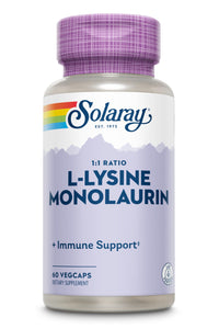 Thumbnail for SOLARAY L-Lysine Monolaurin Immune Support Supplement, 1:1 Ratio for Immune System Function, 500 mg Each, 60-Day Money Back Guarantee, 30 Servings, 60 VegCaps
