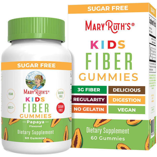 MaryRuth Organics Fiber Gummies for Kids | 2 Month Supply | Sugar Free | Soluble Fiber Supplement | Gut Health & Digestion Support | 3g Fiber per Gummy | Vegan | 60 Count