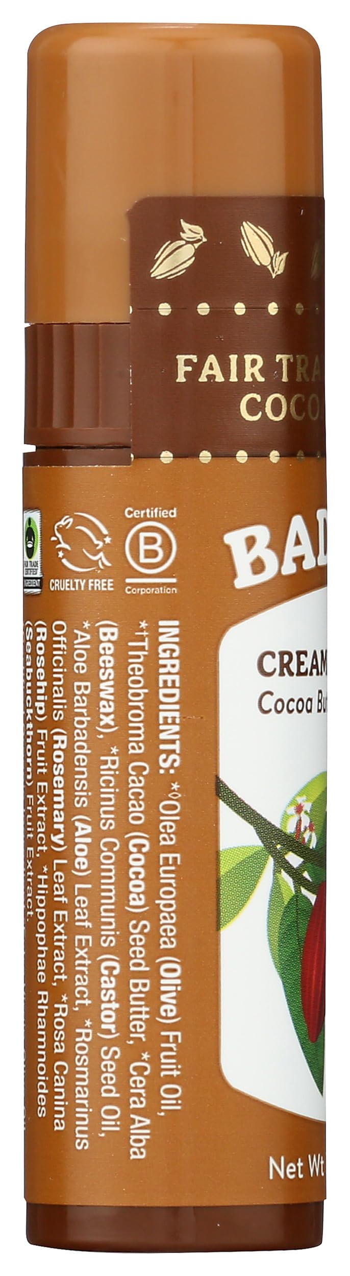 Badger, Creamy Cocoa Lip Balm Stick, 0.25 Ounce