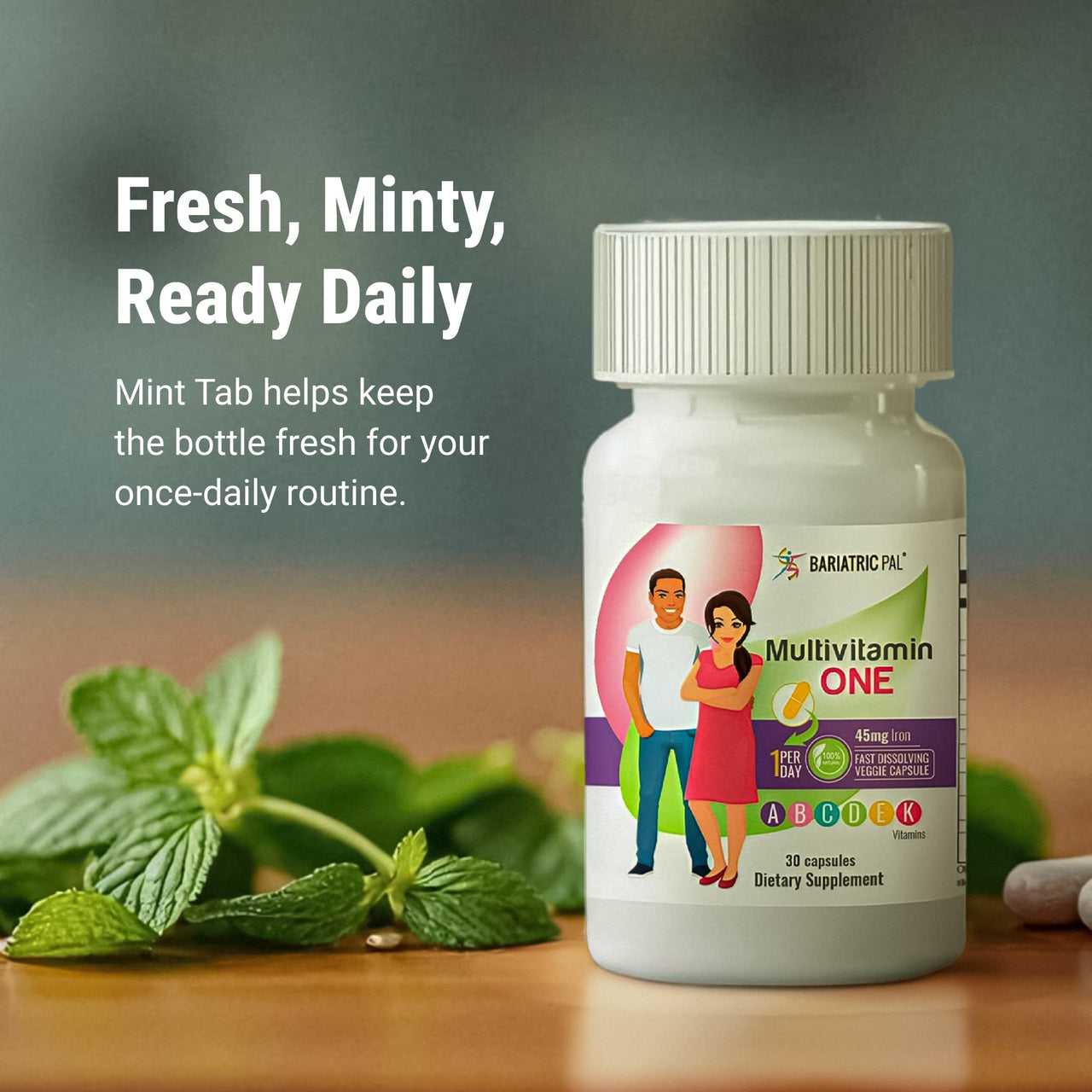 BariatricPal Multivitamin ONE 1 per Day! Bariatric Multivitamin Capsule with 45 mg of Iron | Easy to Swallow Capsule | Vitamin for Bariatric Surgery Patients | 30 Count (1 Month Supply)