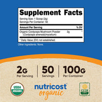 Thumbnail for Nutricost Organic Cordyceps Powder 100 Grams - USDA Certified Organic, Non-GMO, Gluten Free