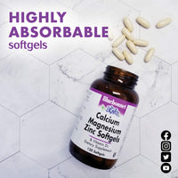 Thumbnail for Bluebonnet Nutrition Calcium Magnesium Zinc Plus Vitamin D3, 1000 mg of Calcium, 500 mg of Magnesium and 15 mg of Zinc, 400IU Vitamin D3, For Strong Healthy Bones*, Gluten-Free, Dairy-Fee, 120 softgel
