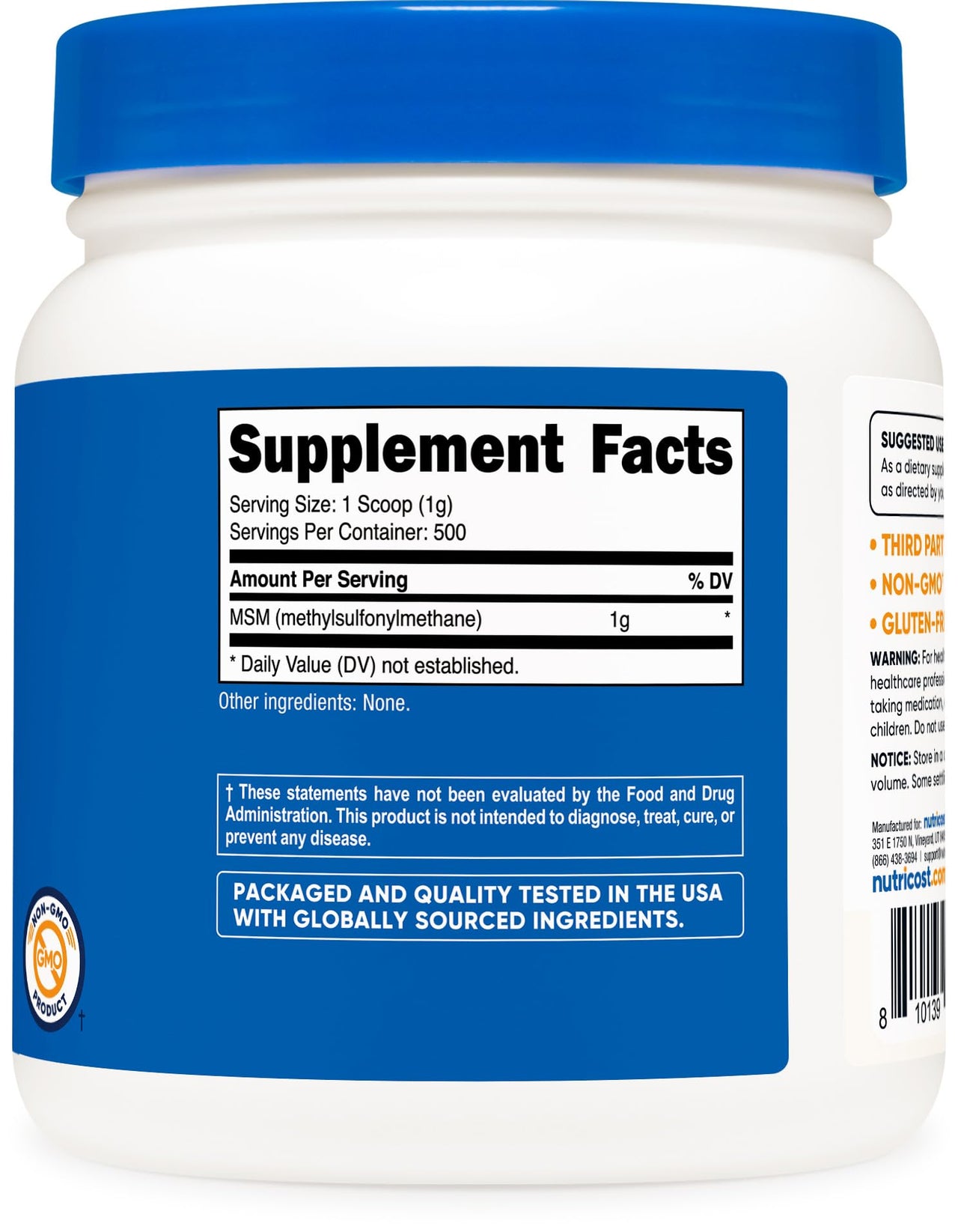 Nutricost Pure MSM Powder 500 Grams (Methylsulfonylmethane)