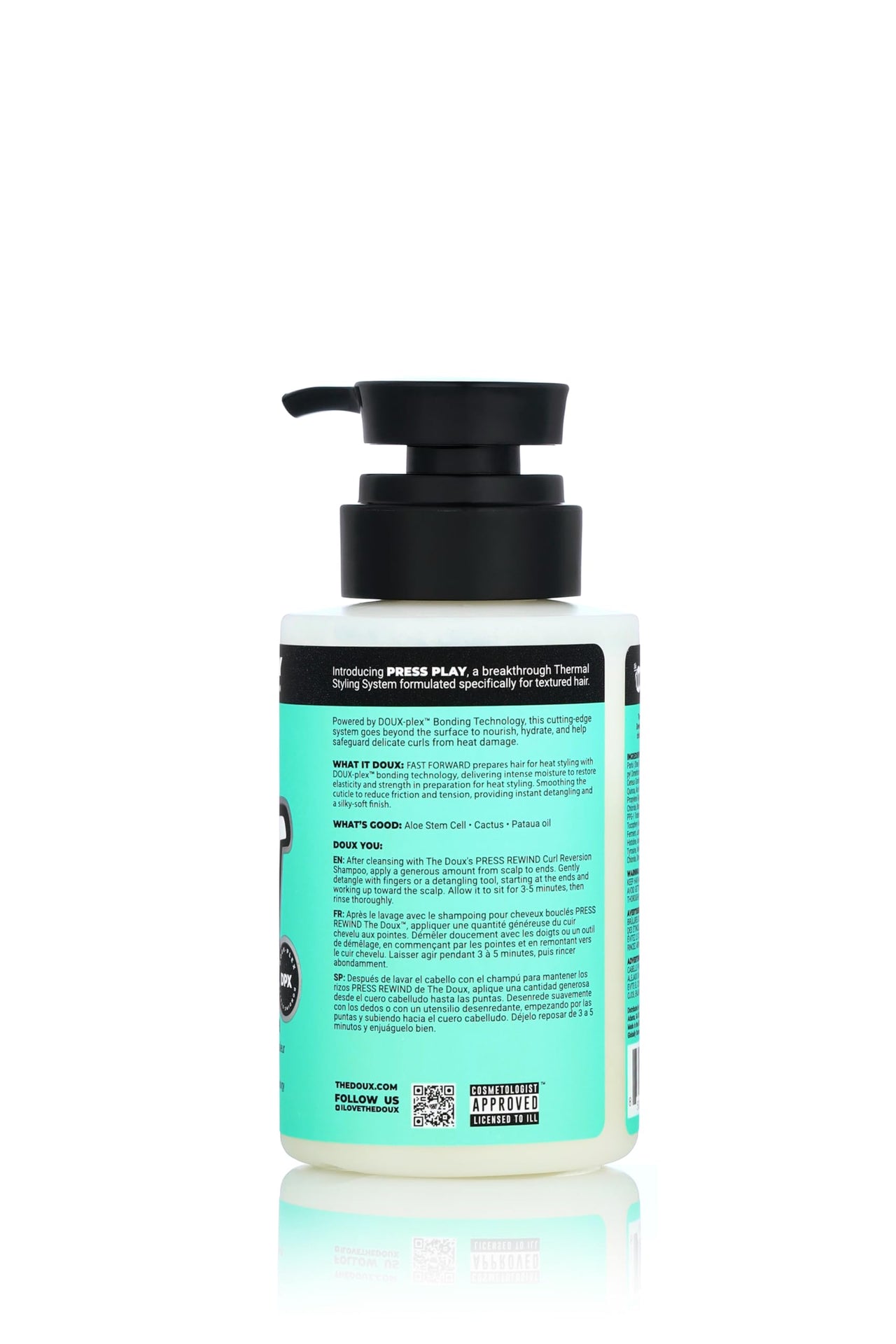 The Doux FAST FORWARD Heat Protectant & Leave-In Conditioner Spray for Curly Hair – Bond Repair Detangler with Aloe, Pataua Oil & Cactus – Anti-Frizz Heat Protection Spray for Hair, 8 oz