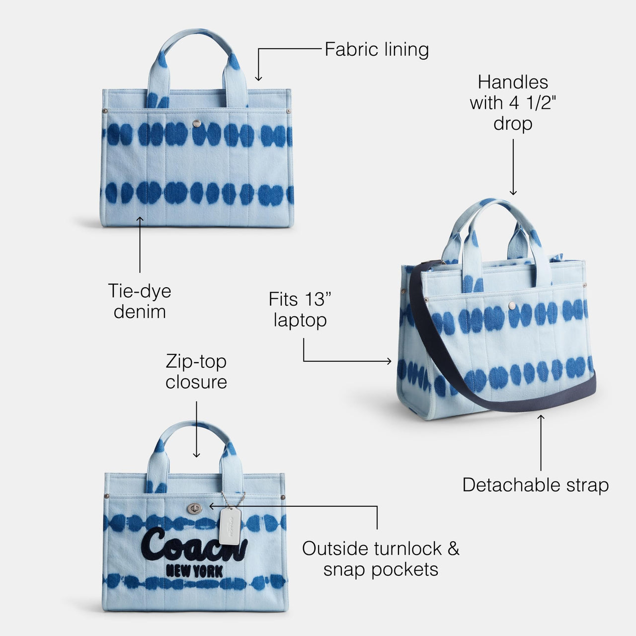 Denim Tie Dye Cargo Tote